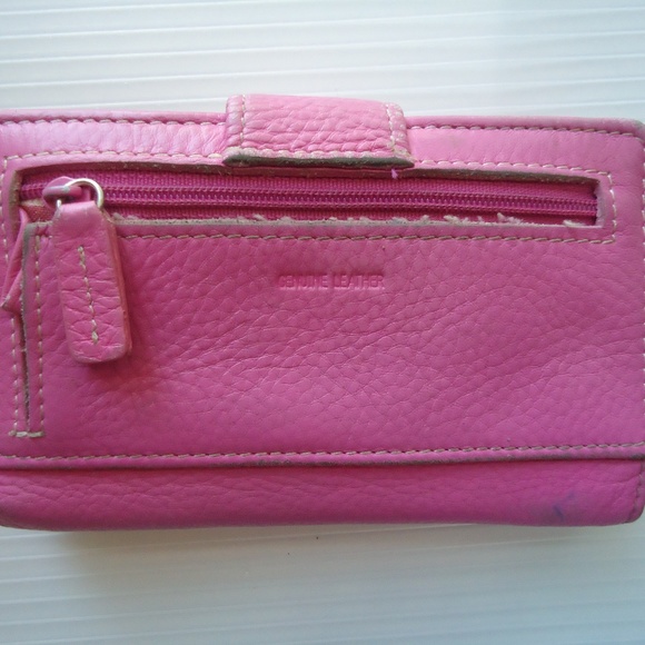Genuine Leather Pink Wallet Button Butterfly Size-5.5x3 in - Picture 6 of 8